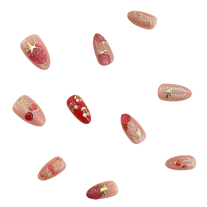 Artistic Floral-Accent Press-On Nails Set Stornfield