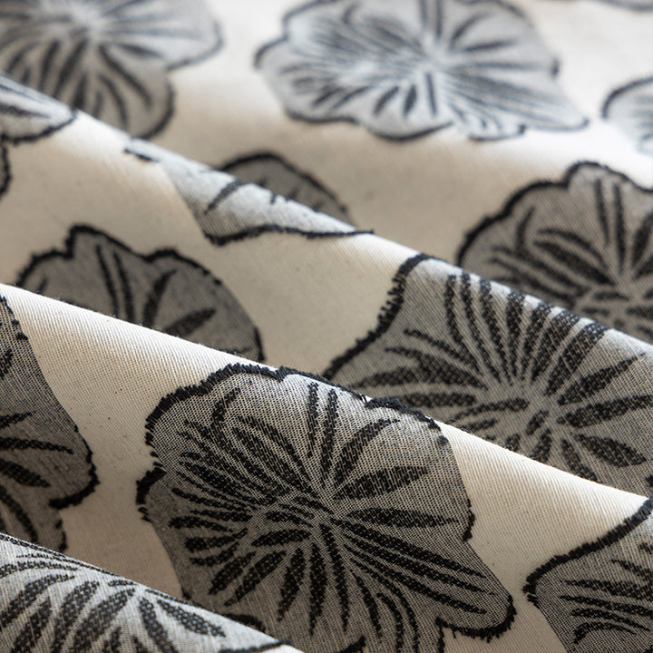 Rectangular cotton tablecloth with floral block print medallions Stornfield