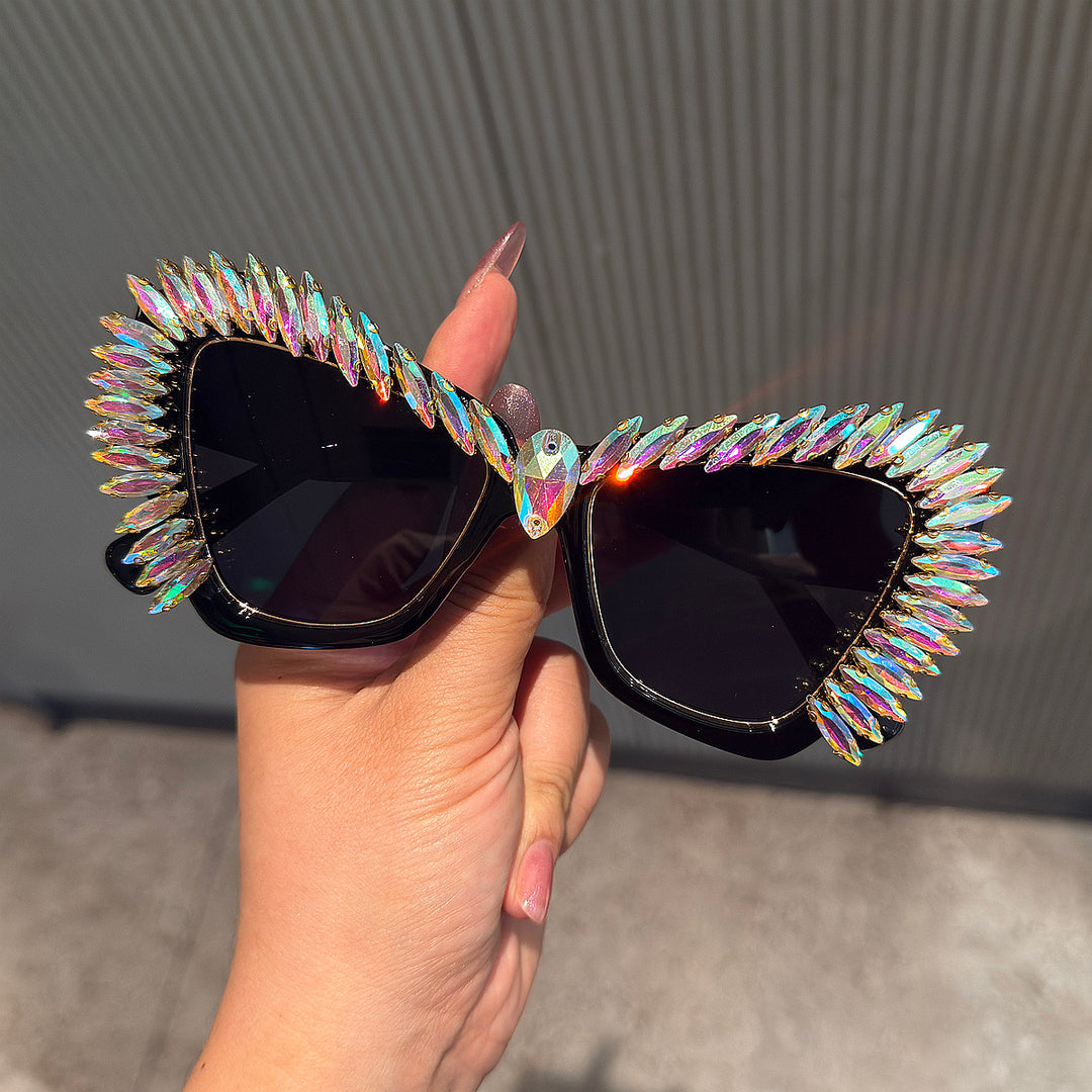 Women extravagant Cat-Eye sunglasses with sparkling crystal tips Stornfield