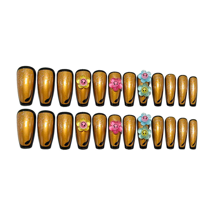 Artificial nails with eye-catching glitter and colorful floral appliqués Stornfield