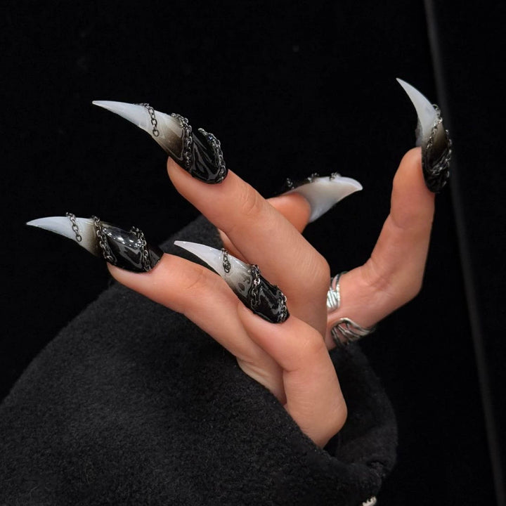 Stiletto Press-On Nail Enhancements with Gem Accents