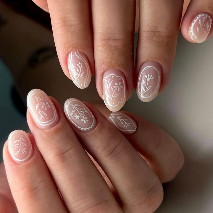 Elegant and artistic nail extensions with floral design Stornfield