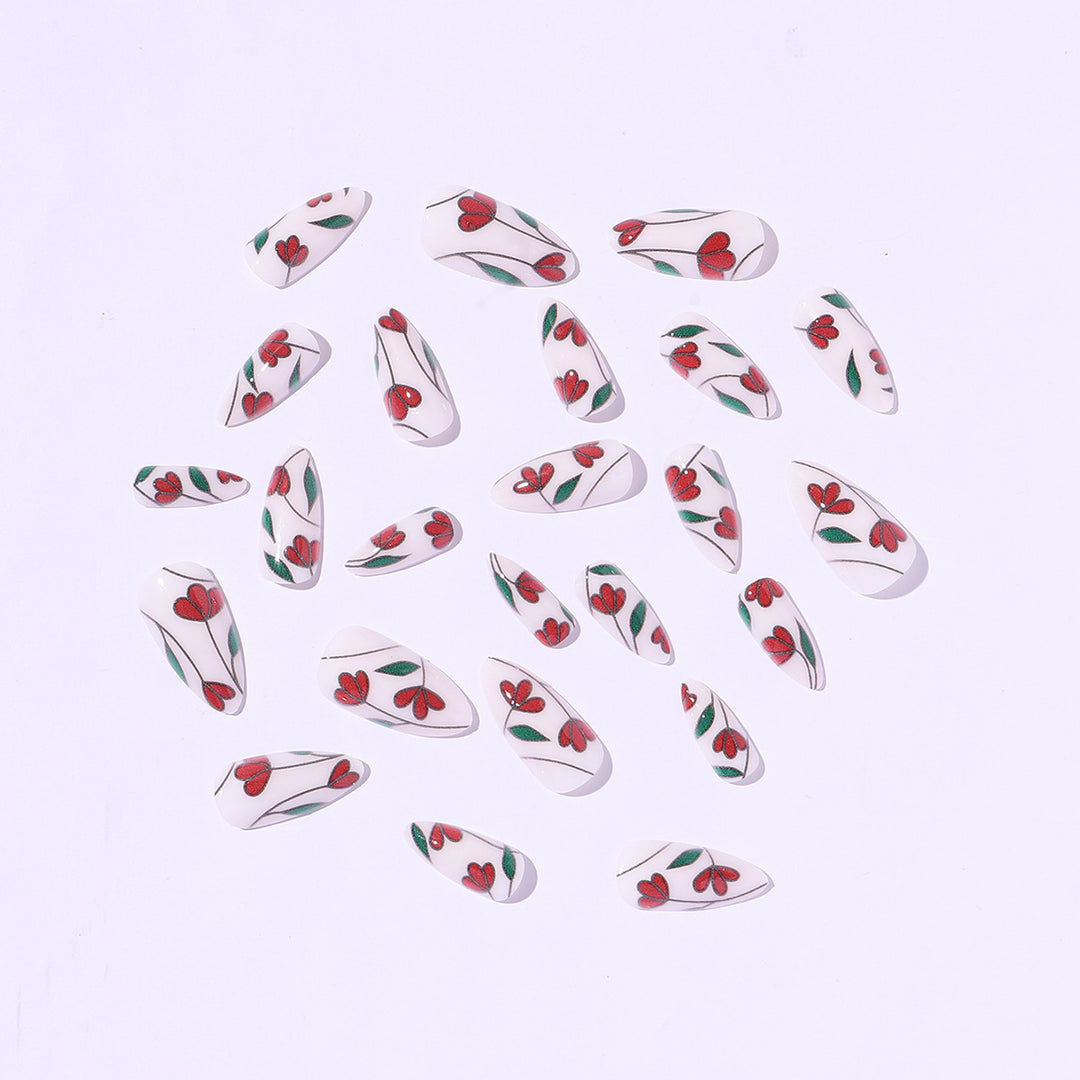Nail art set with floral accents and glitter Stornfield