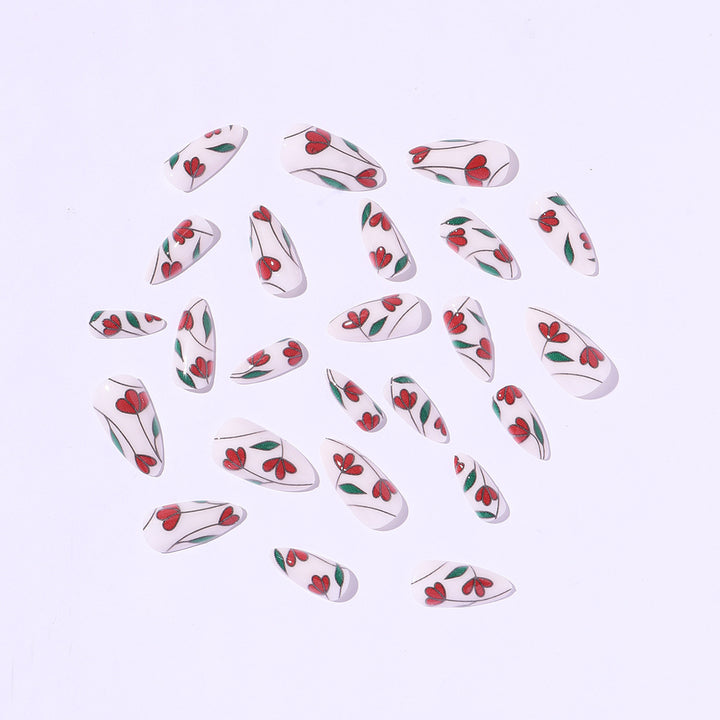 Nail art set with floral accents and glitter Stornfield