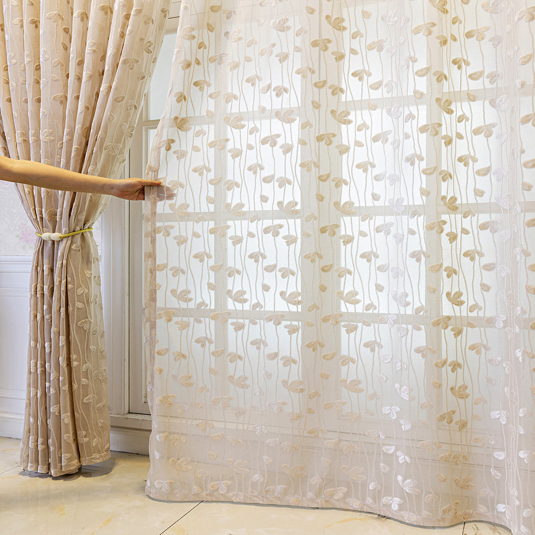 WoEmbroidered Sheer Curtain Panel Stornfield