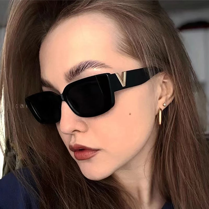 Ladies fashionable square sunglasses with golden accents Stornfield
