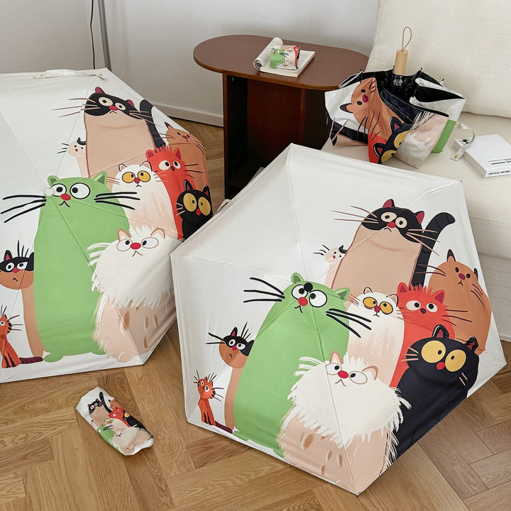 Women's Folding Umbrella with Playful Cat Design Stornfield
