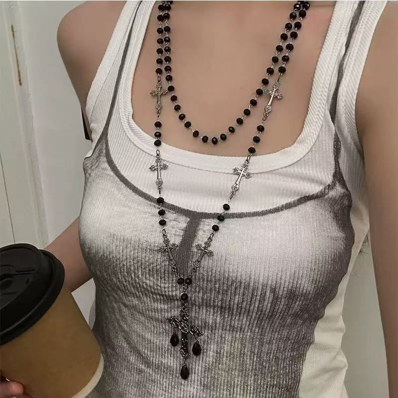 Long Beaded Cross Necklace Stornfield