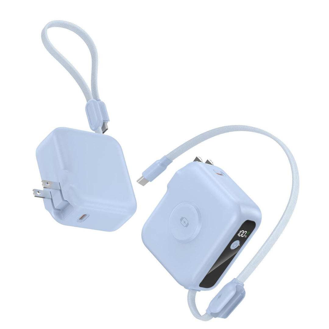 Compact charger with integrated USB-C cable and digital display Stornfield