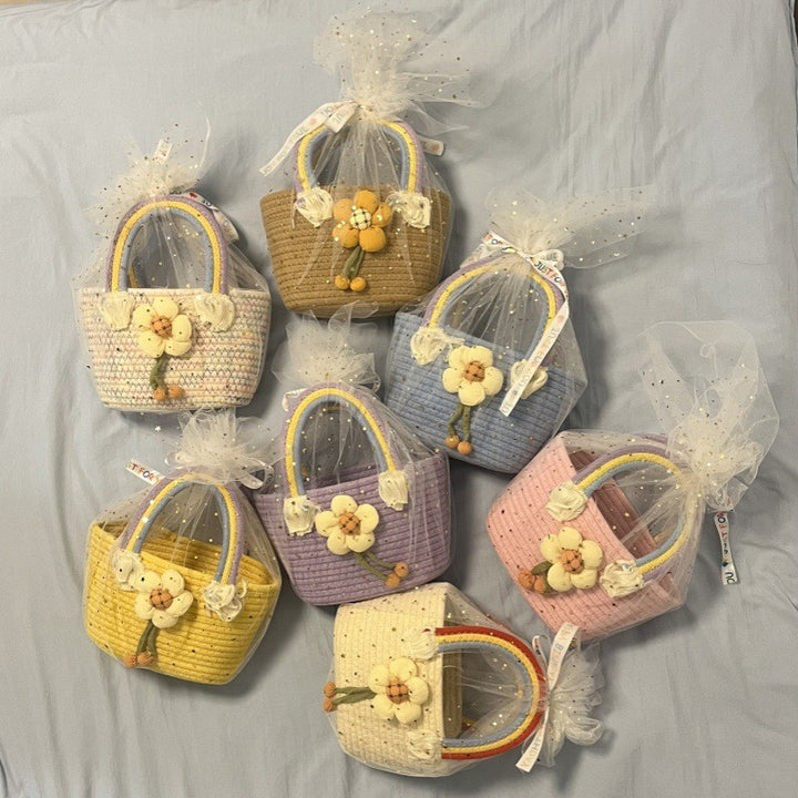 Women's handmade basket bag with color-coordinated handle accents Stornfield