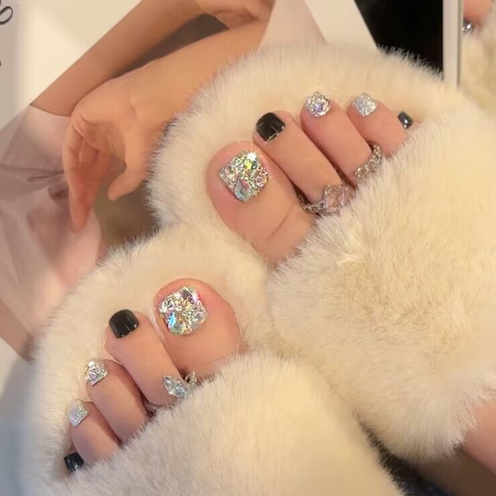 Shimmering Crystal-Embellished Press-On Toenails Stornfield