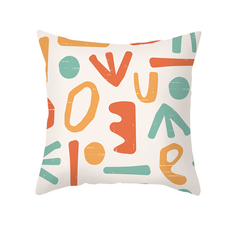 Floral Printed Cotton-Linen Throw Pillow with Removable Cover