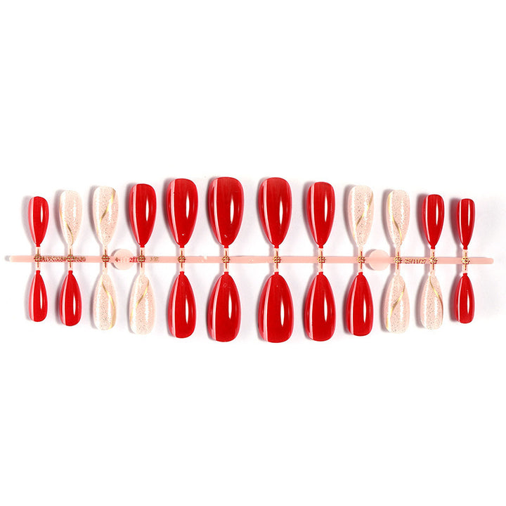 Artificial nail set with shiny red surface and stylish accents Stornfield