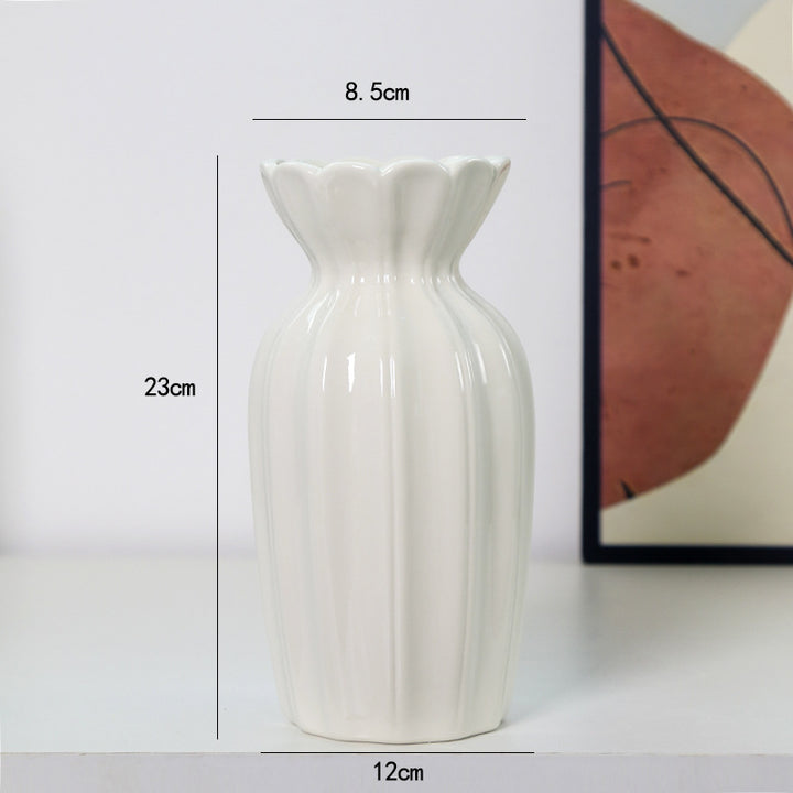 Fluted Ceramic Decorative Flower Vase Stornfeild
