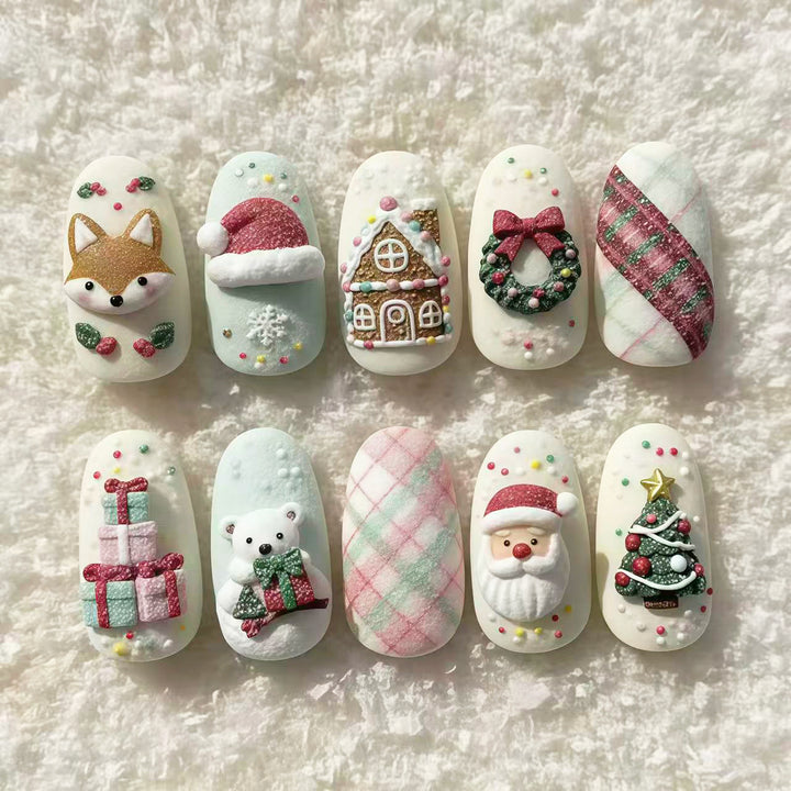 Festive Seasonal-Themed Press-On Nail Art Set