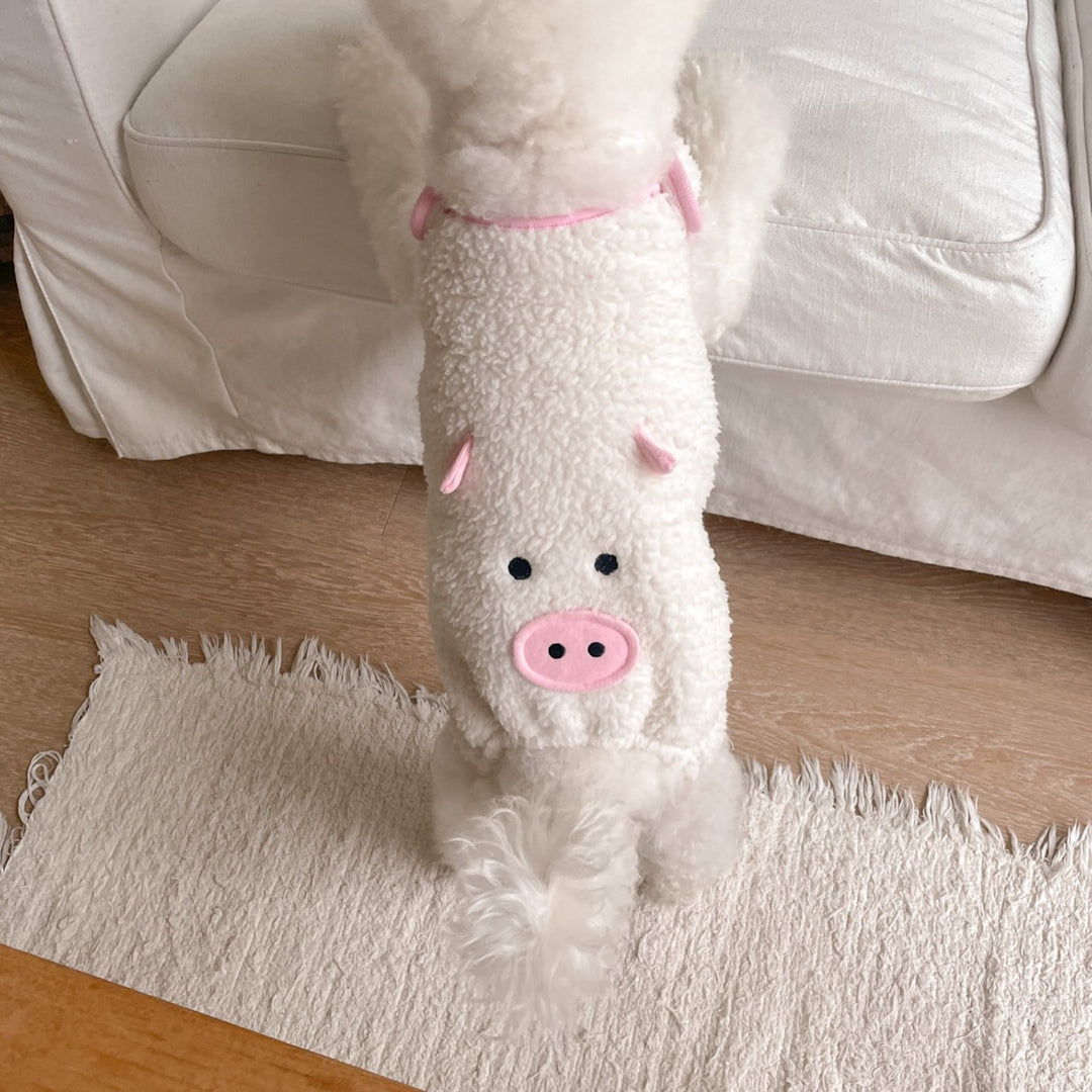 Plush Pig Face Fleece-Lined Slide Slippers