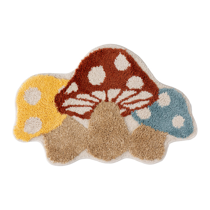 Flower-shaped hand-tufted bath mat with voluminous pile and non-slip latex backing Stornfield