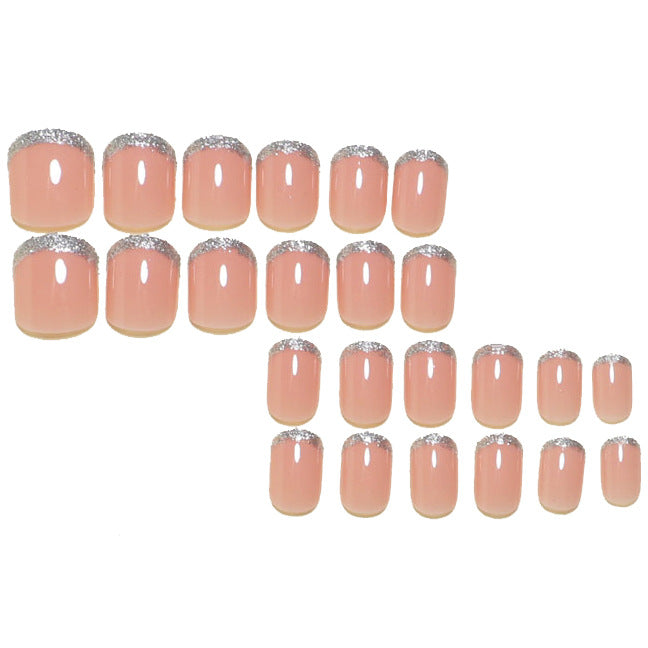 Sparkling French Tip Press-On Nails Stornfield