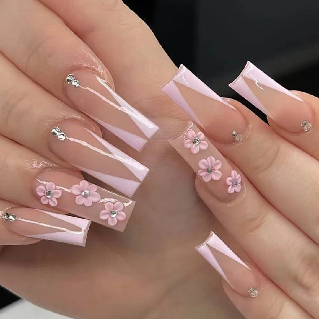 Floral Embellished Press-On Nails Stornfield
