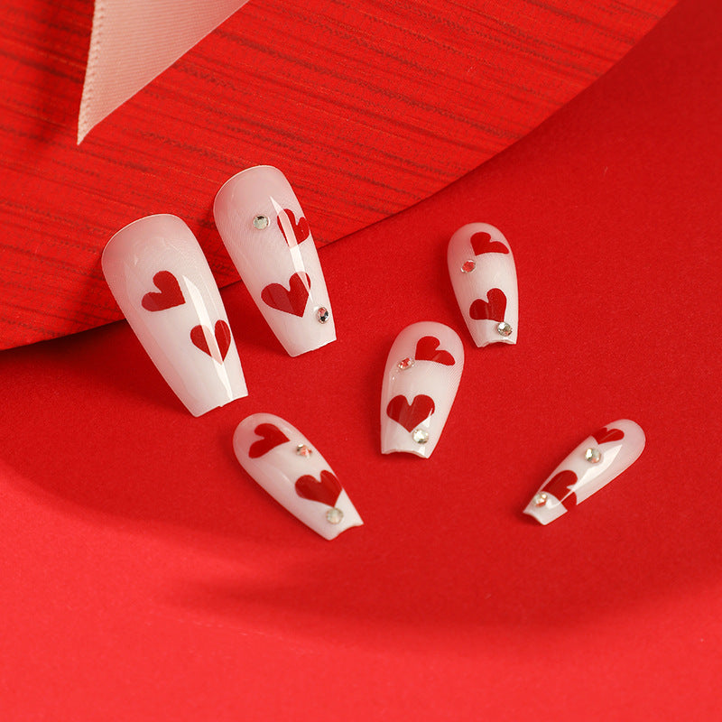 Artful Nail Extensions with Romantic Heart Designs Stornfield