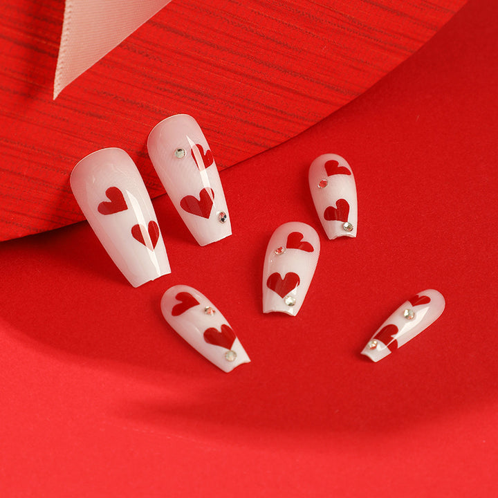 Artful Nail Extensions with Romantic Heart Designs Stornfield