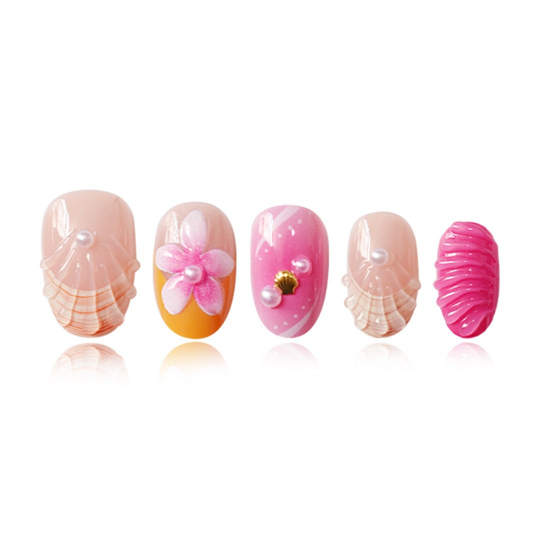 Artistic Shell-Inspired Press-On Nail Set Stornfield