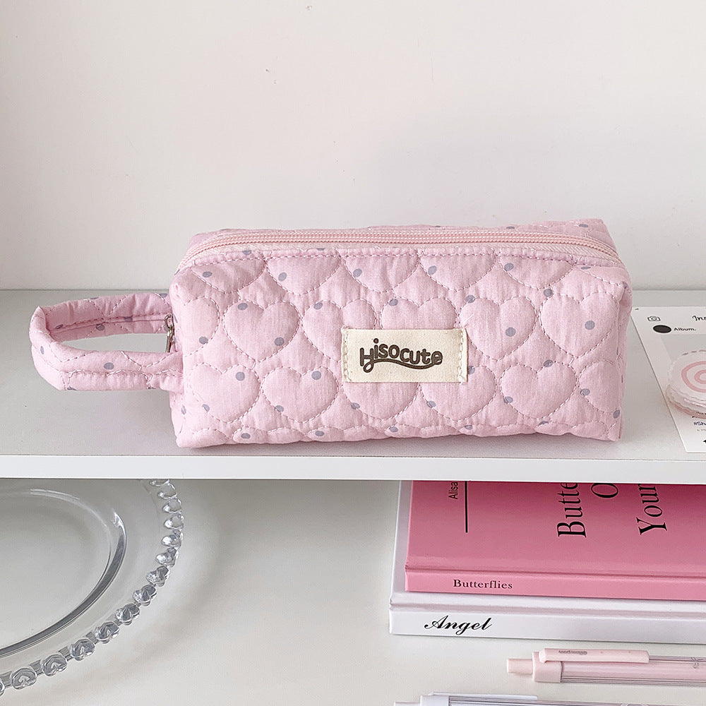 Quilted Heart-Shaped Pencil Case Stornfield