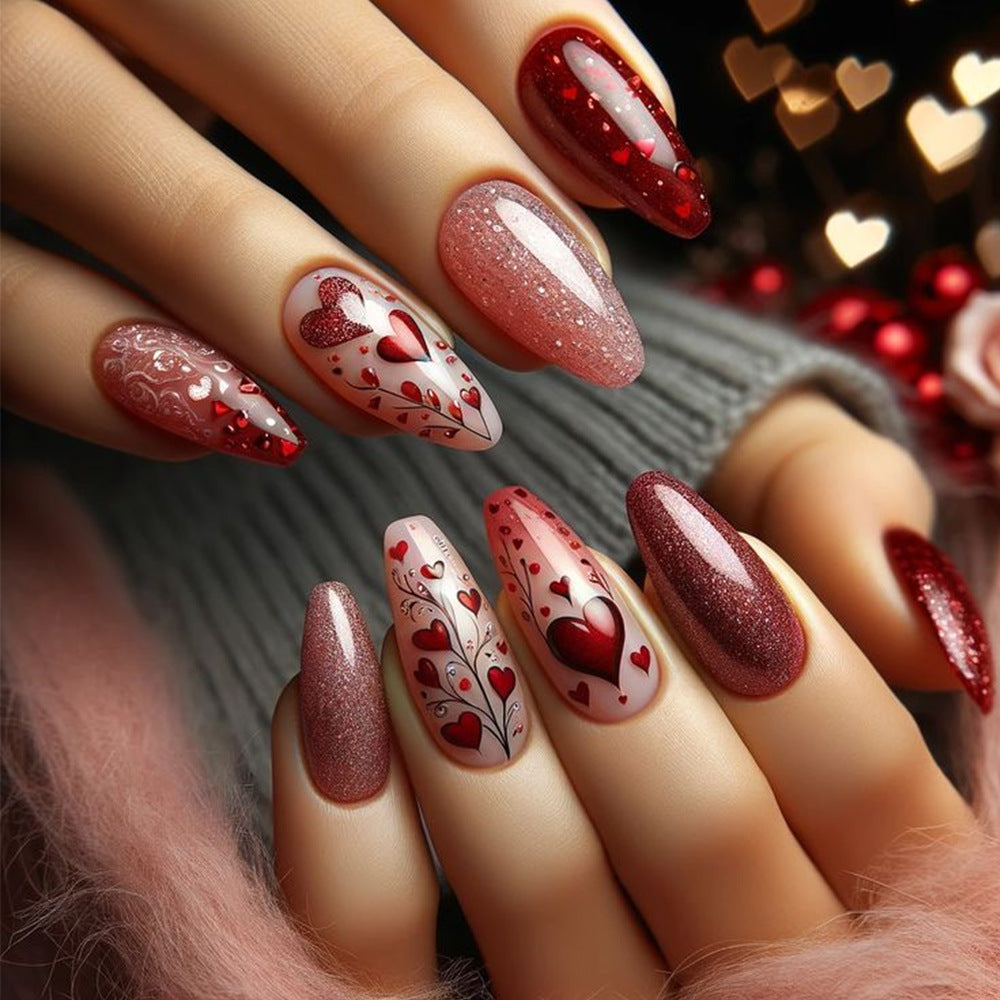 Artificial nails with Romantic Heart Design Stornfield