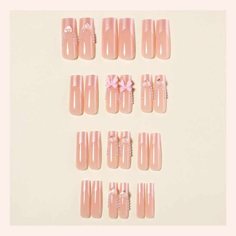 Decorative Press-On Nail Art Set with Pearls and Bows Stornfield