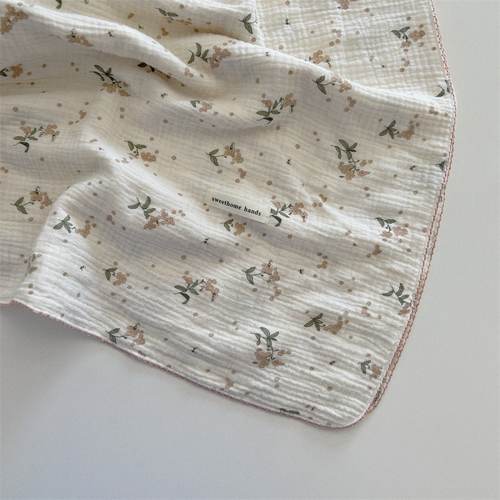 Unisex versatile muslin blanket with floral accents Stornfield