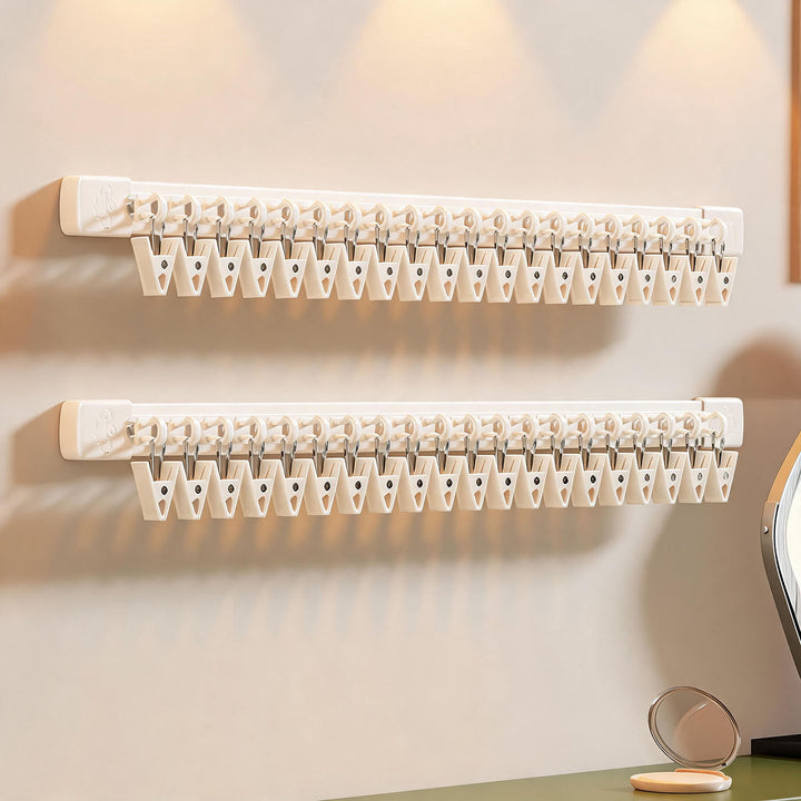 Wall-Mounted Rotating Hair Accessory Organizer with Sliding Clip Rail