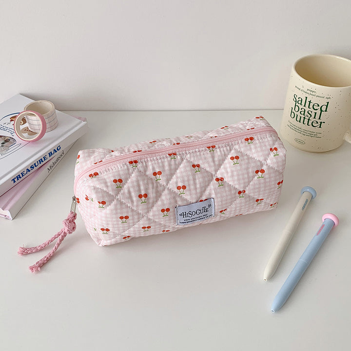 Quilted Cherry Print Pencil Case Stornfield