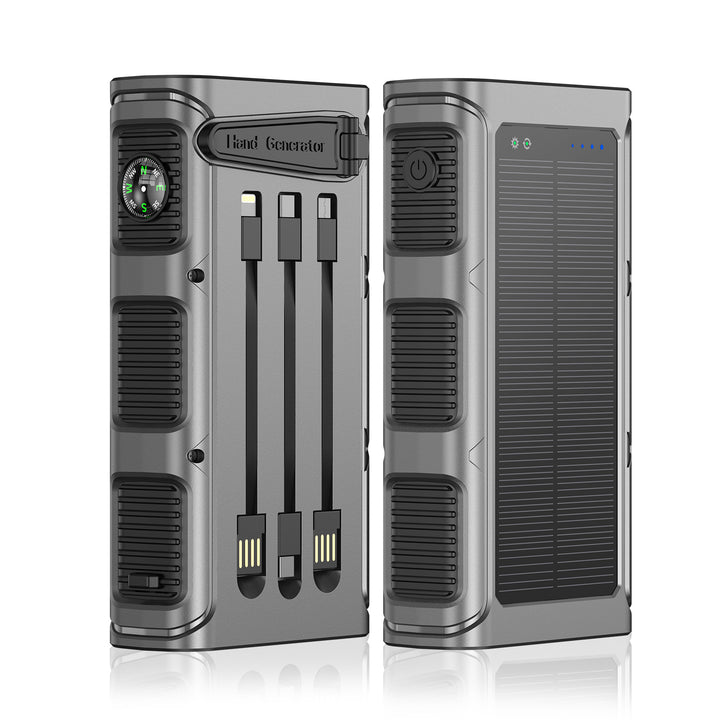 Portable Solar Power Bank With Qi Charging Function And Integrated Flashlight Stornfield