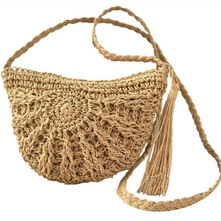 Hand-knotted shoulder bag with fringes Stornfield