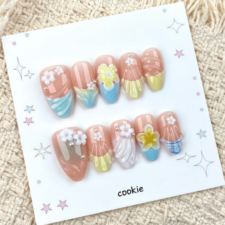Decorative Floral Press-On Nail Set 1790746066