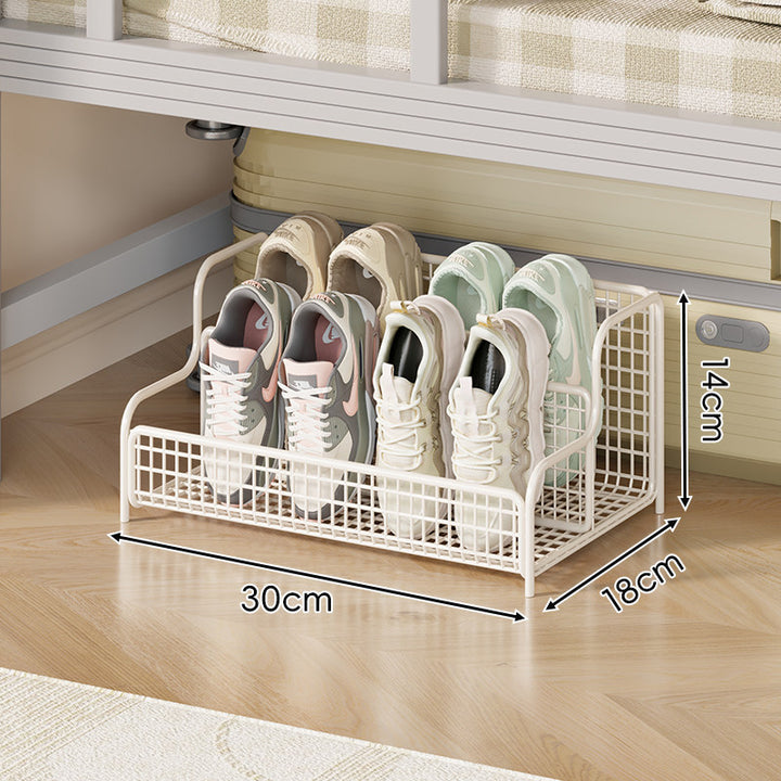 Space-Saving Under-Bed Metal Shoe Drawer Organizer with Pull-Out Wire Grid