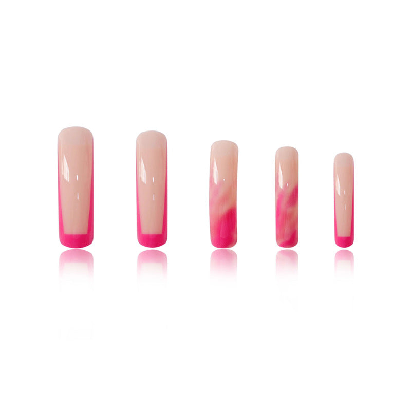 Trendy Long Marble Effect Press-On Nails Stornfield