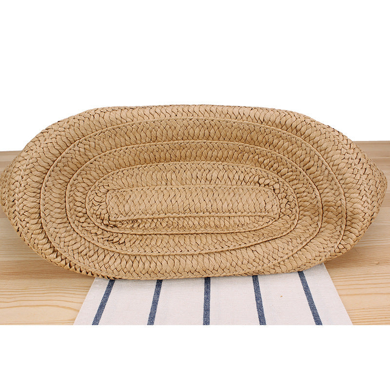 Trendy Beach Bag Made of Woven Straw and Leather Accents Stornfield