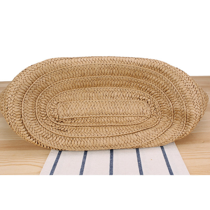 Trendy Beach Bag Made of Woven Straw and Leather Accents Stornfield