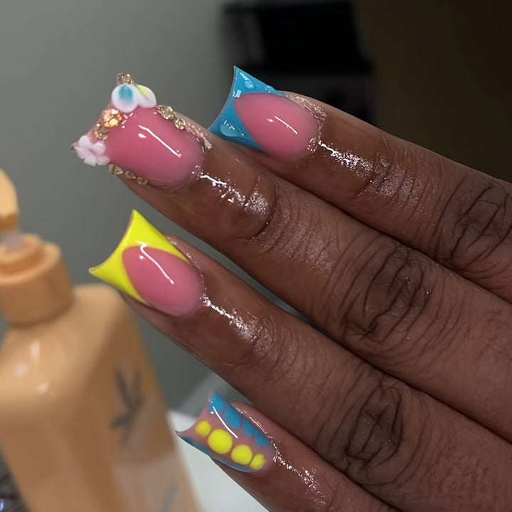 Decorative Press-On Nails with Rhinestone Accents Stornfield