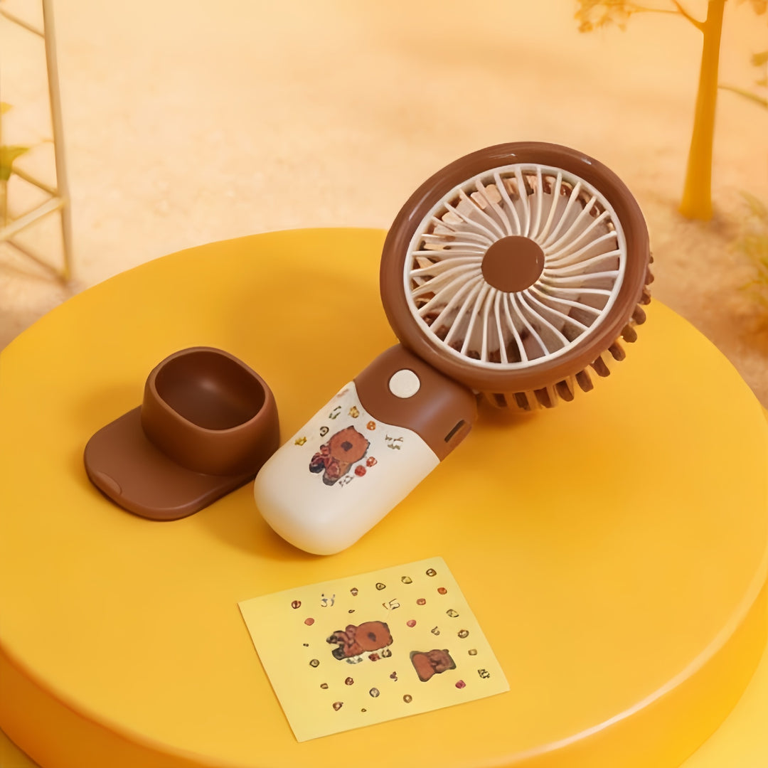 Ladies Portable Hand Fan with Cute Character Design Stornfield