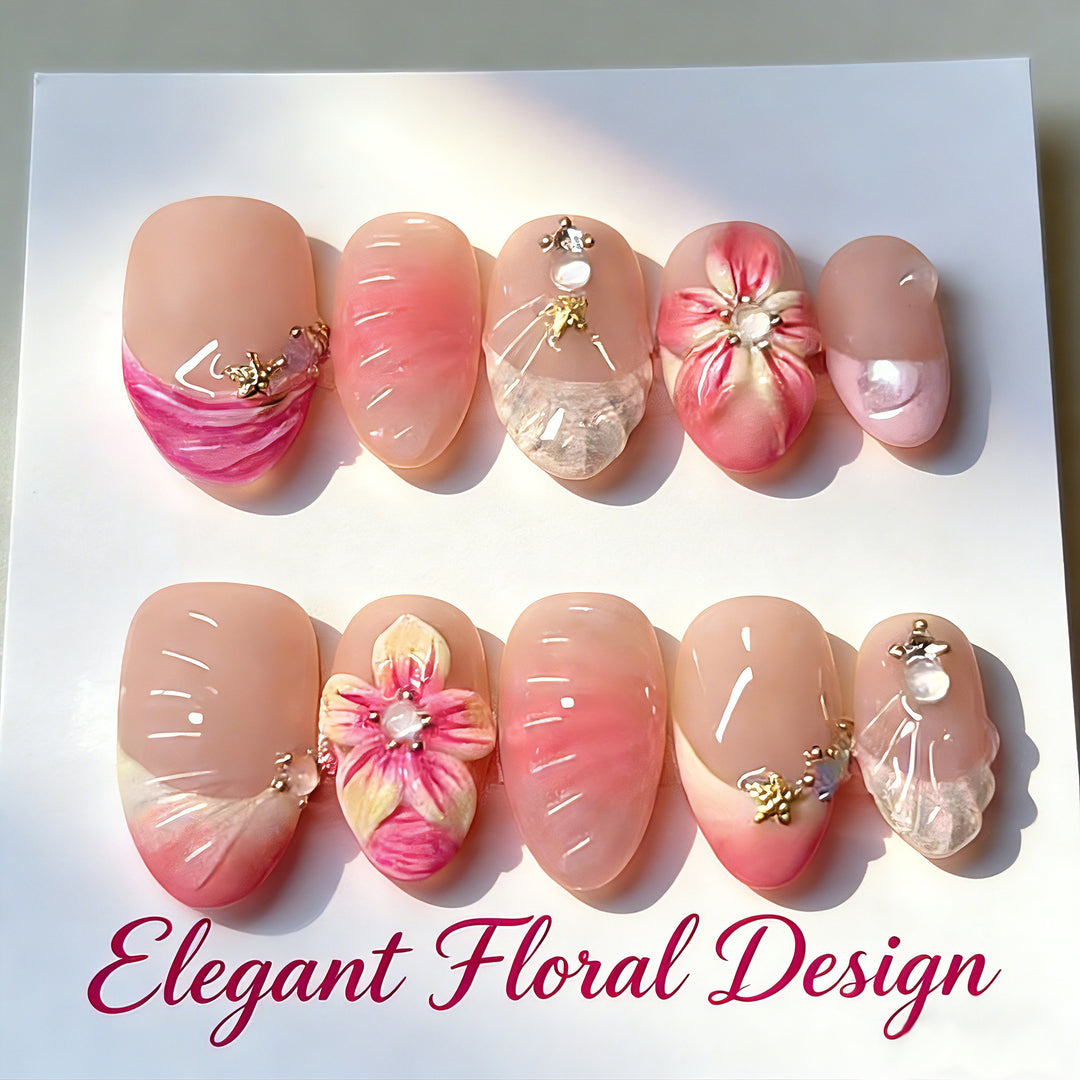Floral Decorative Press-On Nail Art Set Stornfield