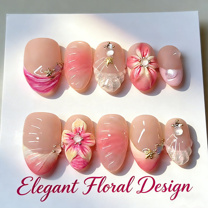 Floral Decorative Press-On Nail Art Set Stornfield