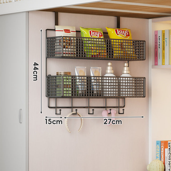 Under-Shelf Double-Tier Ventilated Mesh Hanging Storage Basket for Pantry and Bathroom