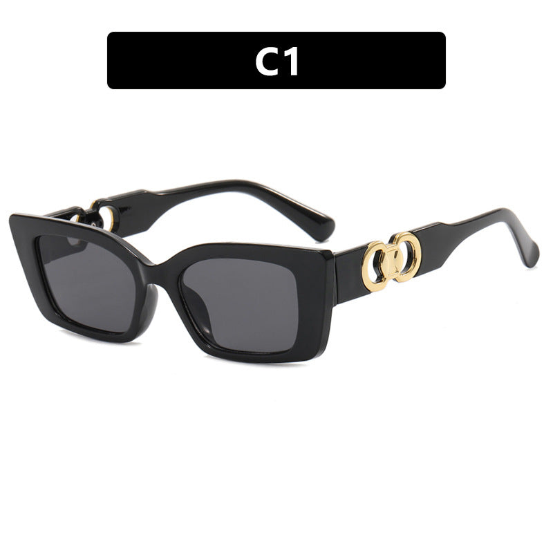 Women's fashionable square sunglasses with golden embellishments Stornfield