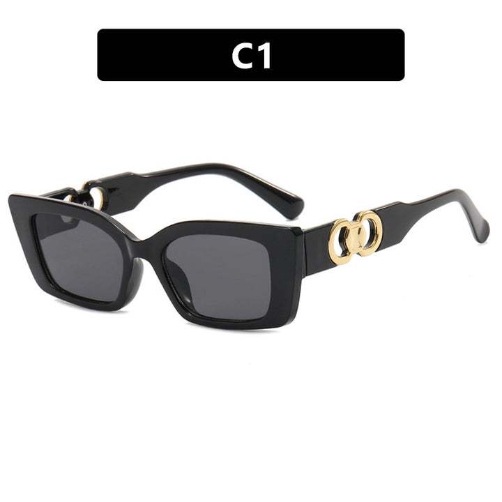 Women's fashionable square sunglasses with golden embellishments Stornfield