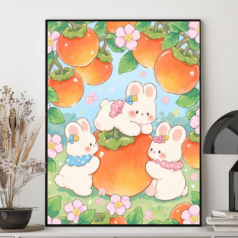Cute Bunny-Themed Illustration Canvas Art Stornfield