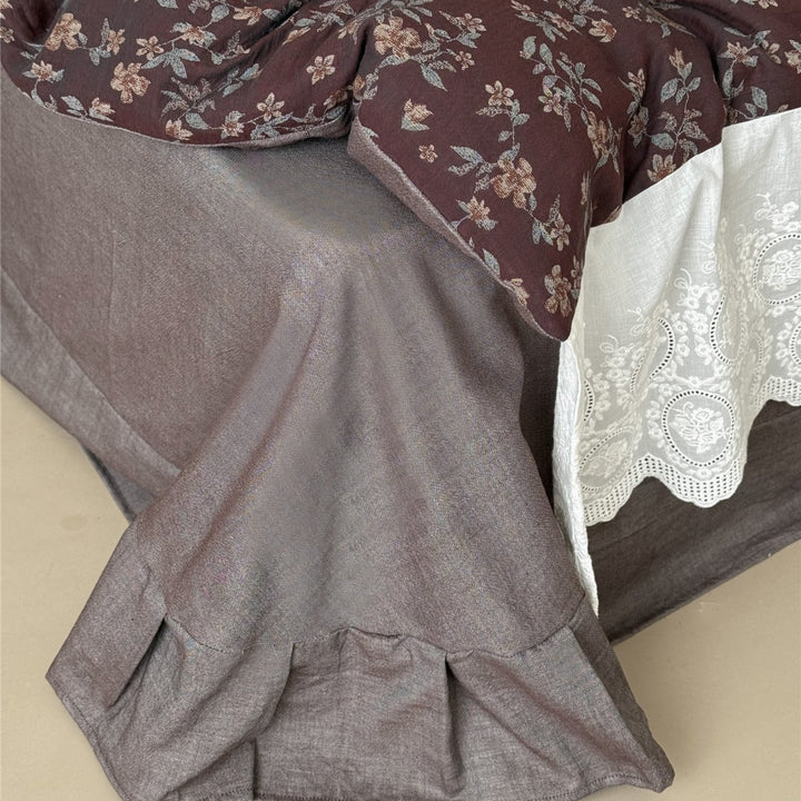 Quilted Floral-Print Lace-Edged Comforter & Sham Set