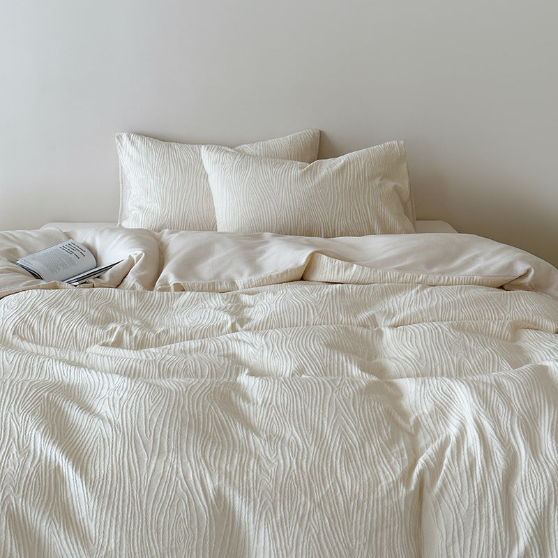 Premium cotton bedding set with fine pleated structure and hidden zipper