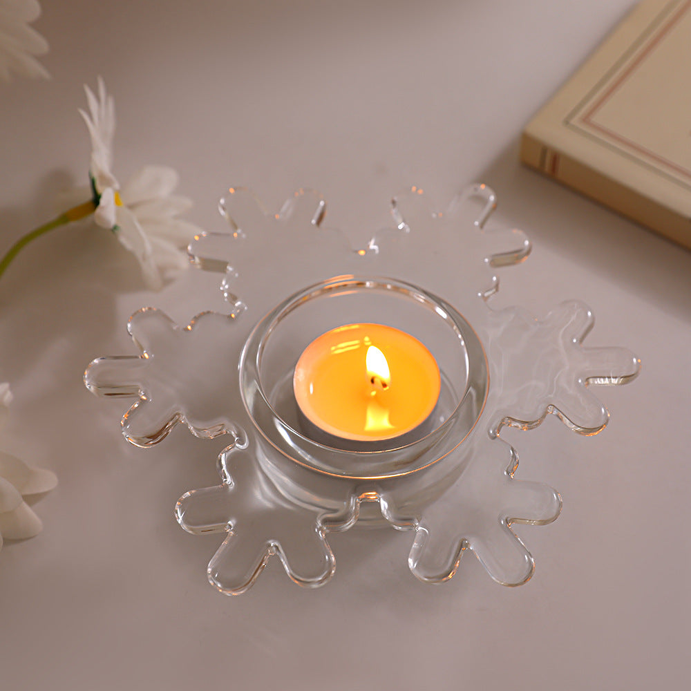 Snowflake-Shaped Glass Tealight Candle Holder Stornfield